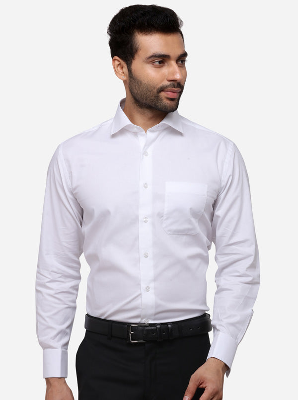 White Solid Regular Fit Formal Shirt | JadeBlue