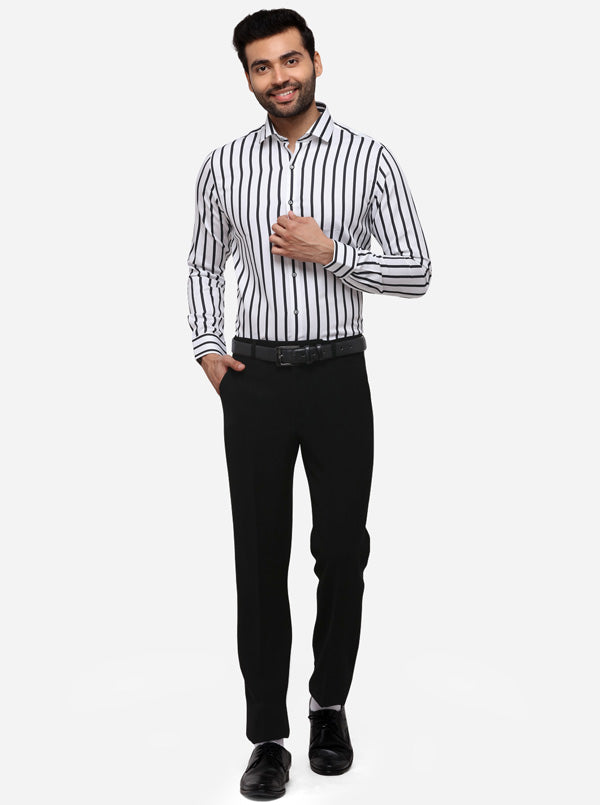 Black Slim Fit Solid Formal Trouser | JB Studio