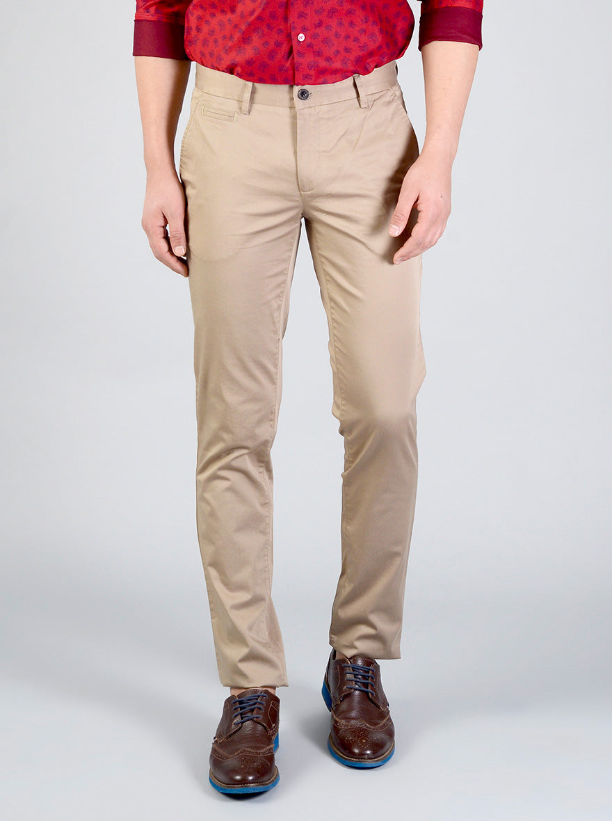 Tuffet Brown Solid Slim Fit Casual Trouser | JB Sport