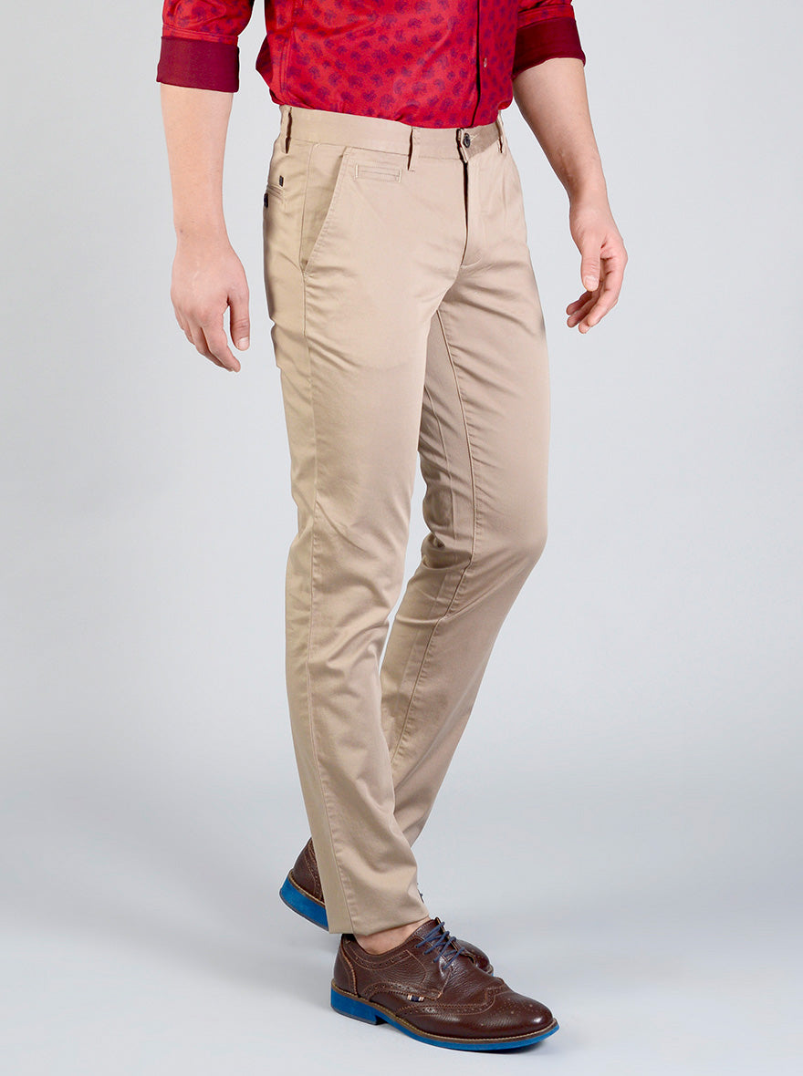 Tuffet Brown Solid Slim Fit Casual Trouser | JB Sport