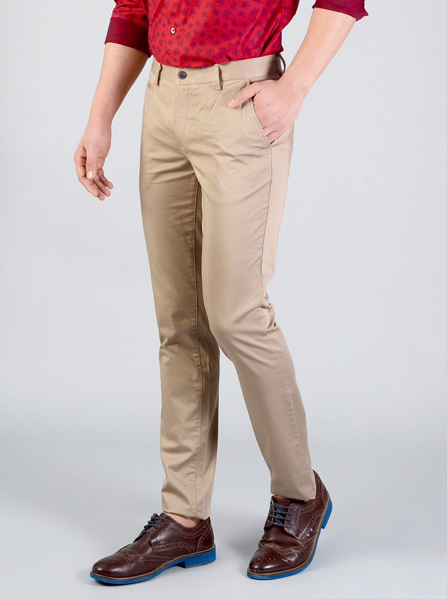 Tuffet Brown Solid Slim Fit Casual Trouser | JB Sport