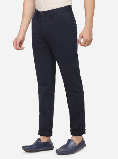 Dark Blue Solid Uno Fit Casual Trouser | JadeBlue Sport