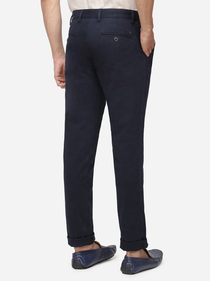 Dark Blue Solid Uno Fit Casual Trouser | JadeBlue Sport