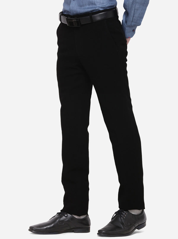 Black Solid Slim Fit Formal Trouser | JB Studio