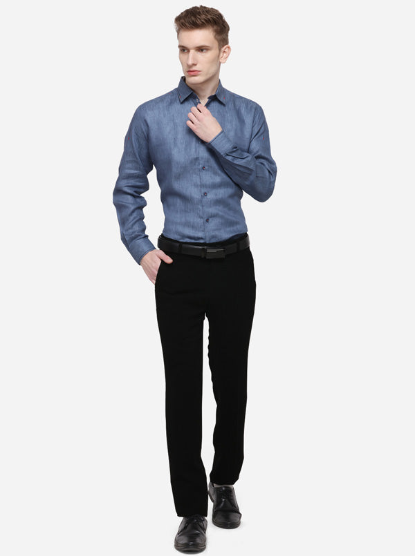 Black Solid Slim Fit Formal Trouser | JB Studio