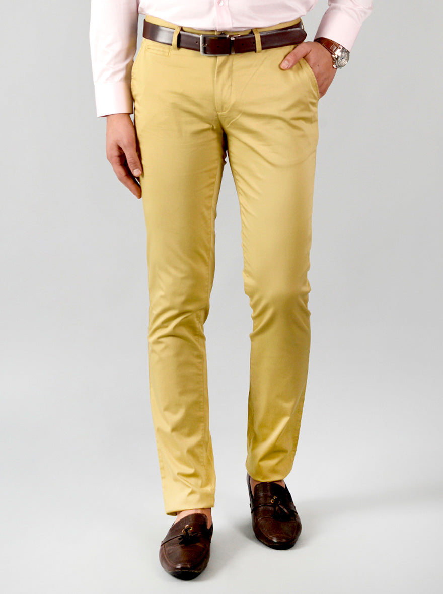 Beige Solid Slim Fit Chinos | JB Sport