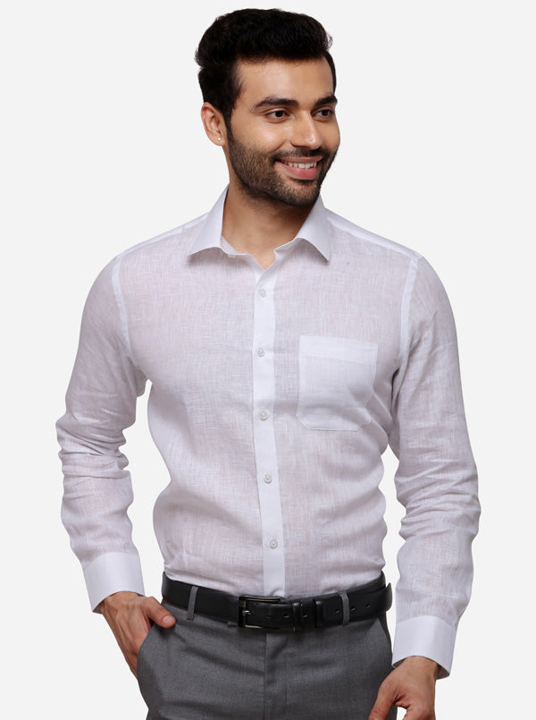 White Solid Regular Fit Formal Shirt | JadeBlue