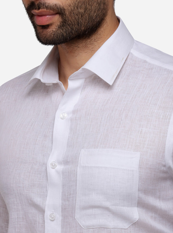 White Solid Regular Fit Formal Shirt | JadeBlue