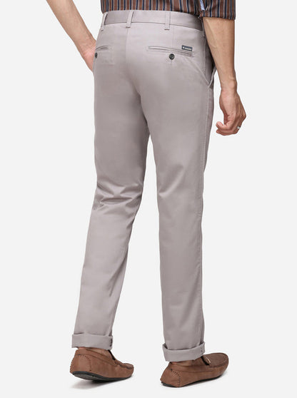 Grey Solid Super Slim Fit Casual Trouser | Greenfibre