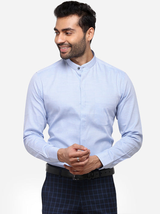 Sky Blue Solid Regular Fit Formal Shirt | JadeBlue