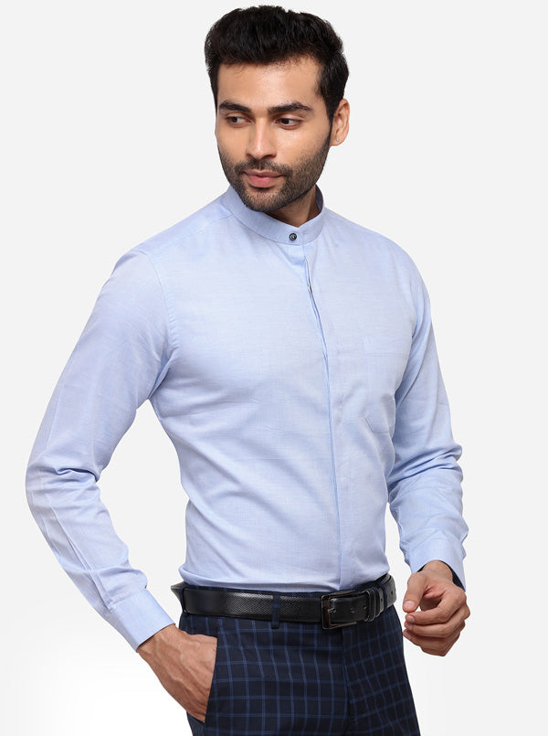 Sky Blue Solid Regular Fit Formal Shirt | JadeBlue