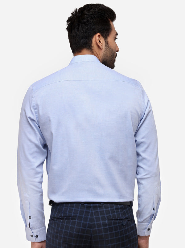 Sky Blue Solid Regular Fit Formal Shirt | JadeBlue