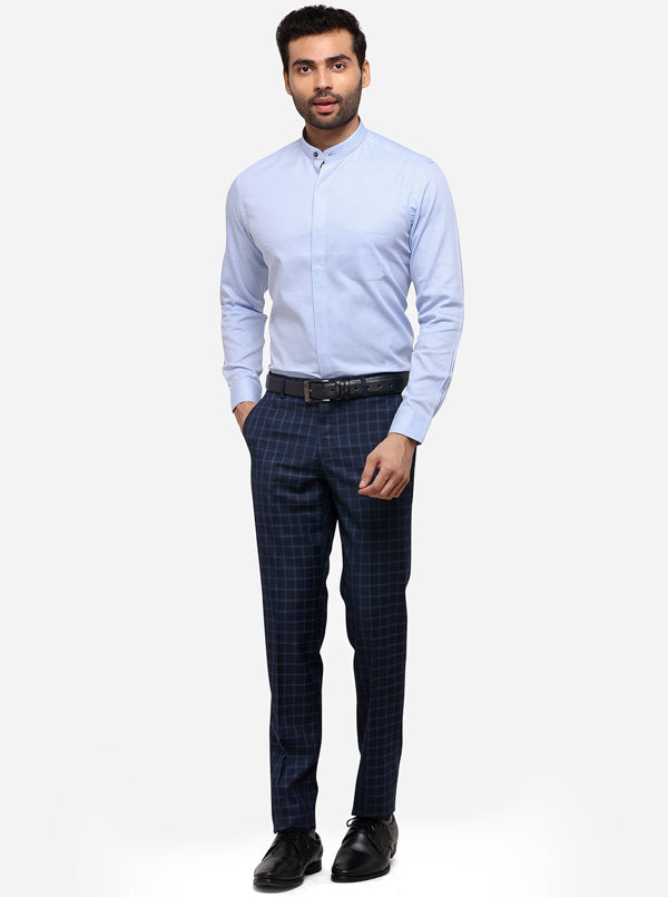 Sky Blue Solid Regular Fit Formal Shirt | JadeBlue