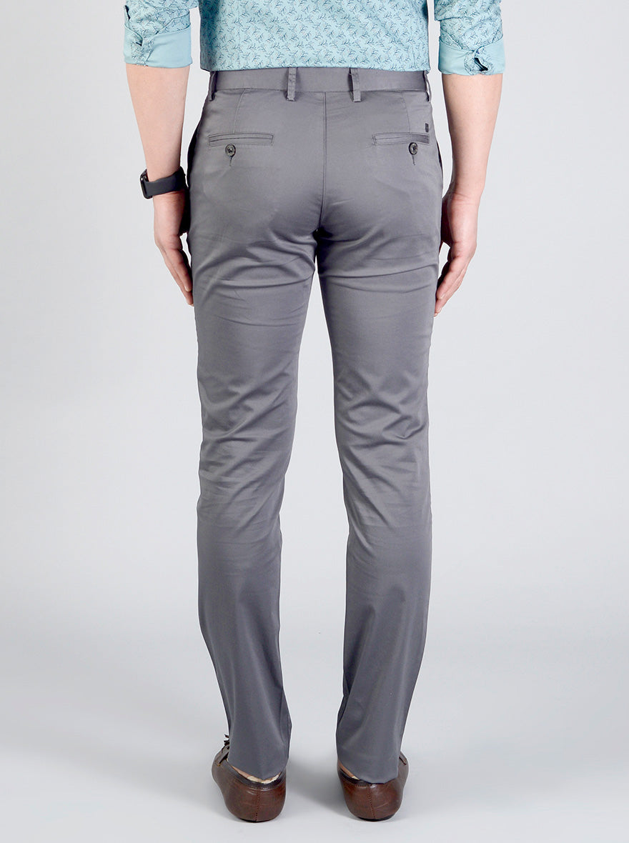 Charcoal Grey Solid Slim Fit Casual Trouser | JB Sport