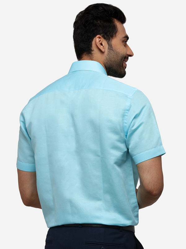 Sky Blue Solid Regular Fit Formal Shirt | JadeBlue