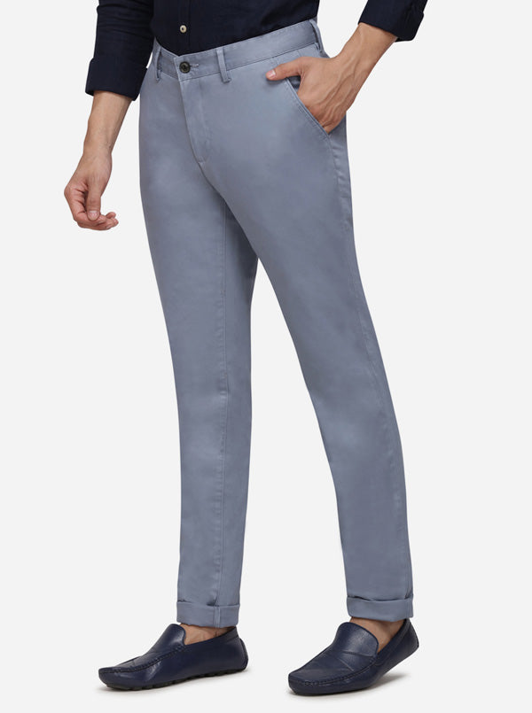 Ashley Blue Solid Uno Fit Casual Trouser | JadeBlue Sport