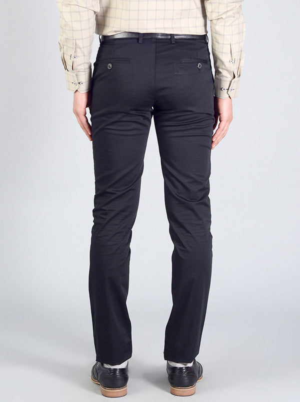 Black Solid Slim Fit Casual Trouser | JB Sport