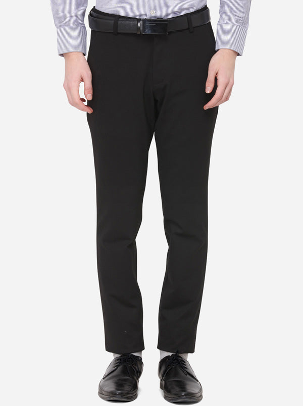 Black Solid Slim Fit Formal Trouser | JB Studio