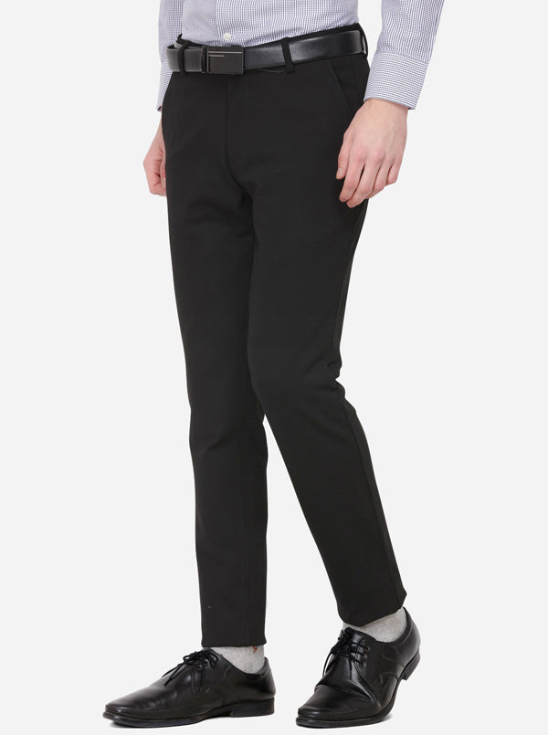 Black Solid Slim Fit Formal Trouser | JB Studio