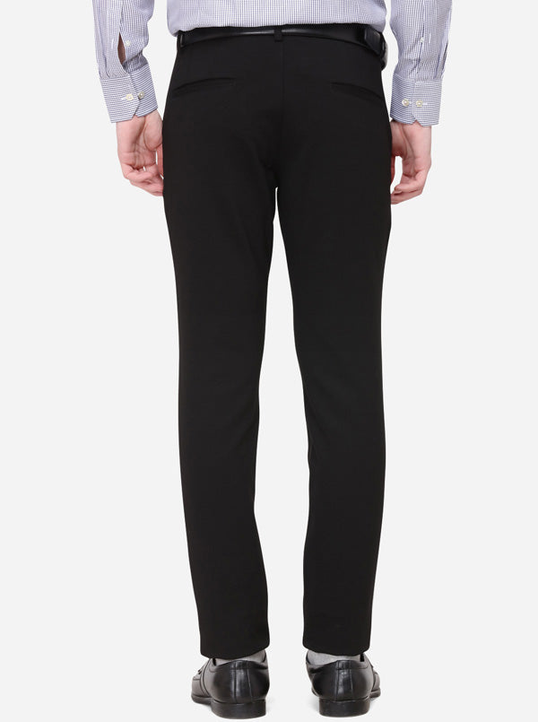 Black Solid Slim Fit Formal Trouser | JB Studio