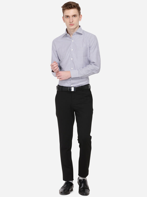 Black Solid Slim Fit Formal Trouser | JB Studio