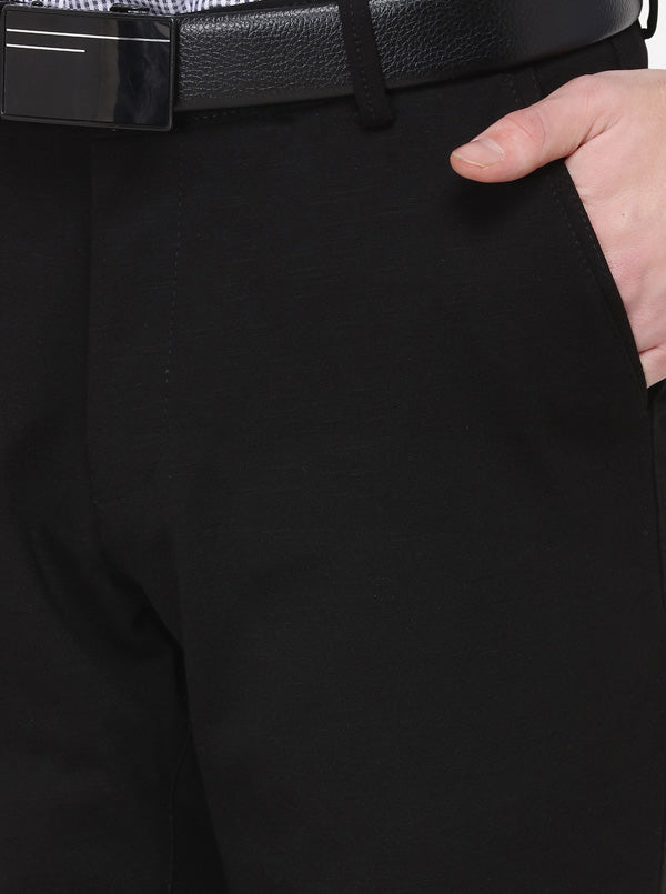 Black Solid Slim Fit Formal Trouser | JB Studio