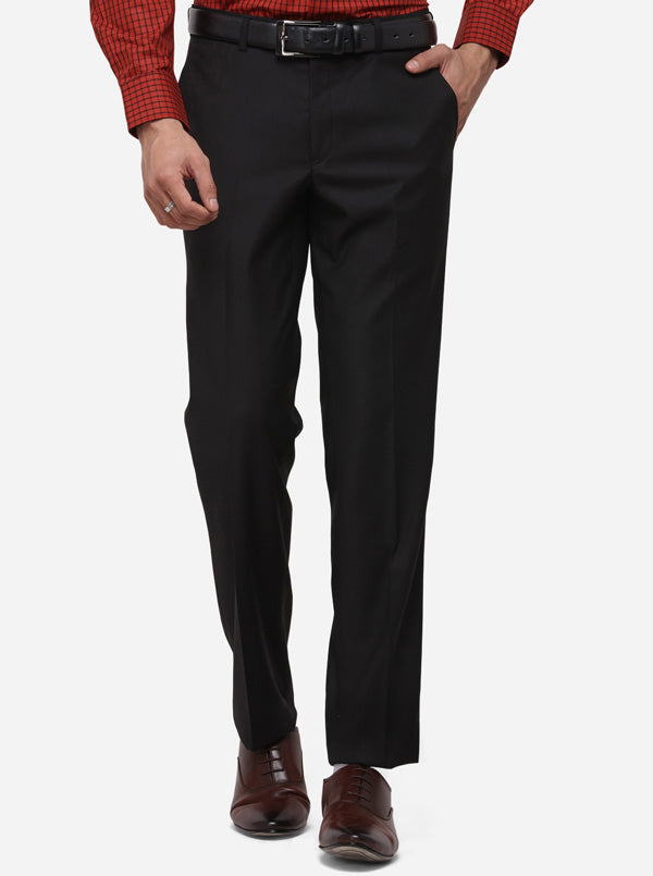 Black Slim Fit Checked Formal Trouser | Metal