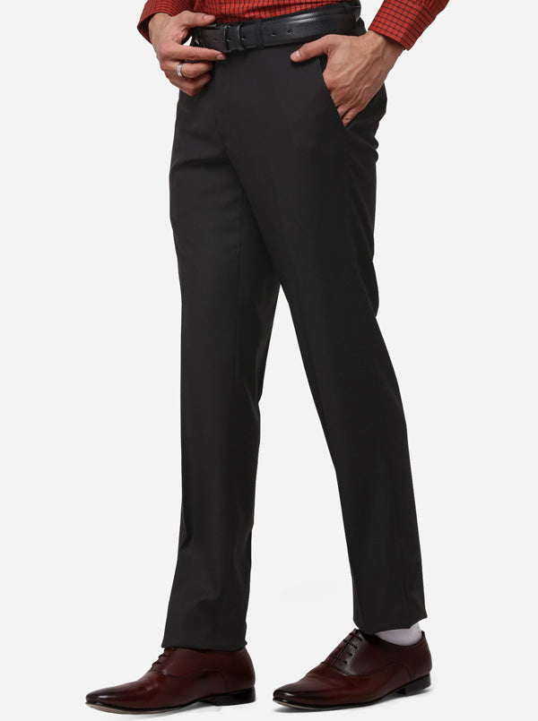 Black Slim Fit Checked Formal Trouser | Metal