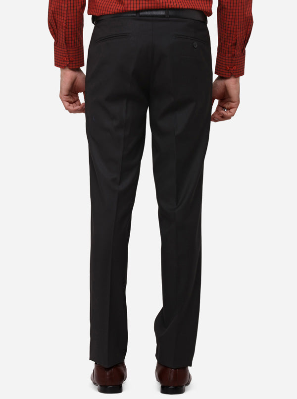 Black Slim Fit Checked Formal Trouser | Metal