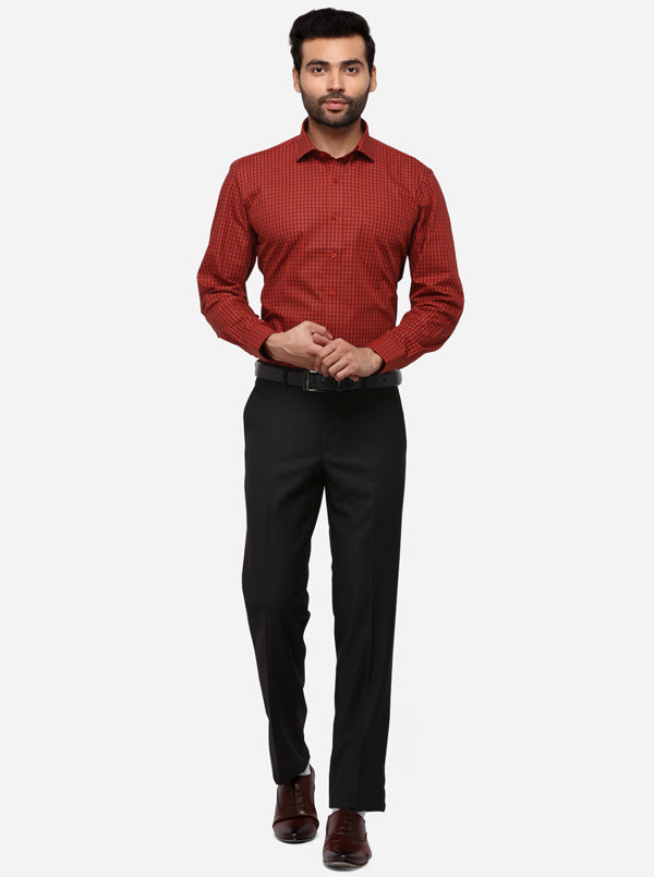 Black Slim Fit Checked Formal Trouser | Metal