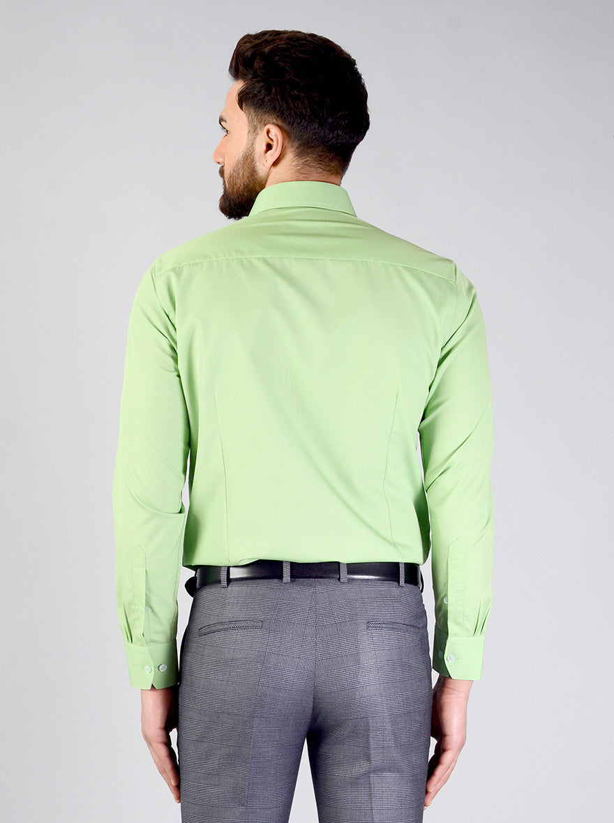 Green Solid Slim Fit Evening Wear Shirt | Metal