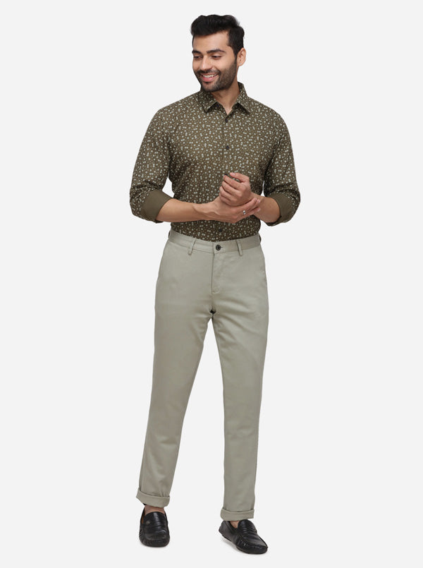 Light Green Solid Uno Fit Casual Trouser | JadeBlue Sport