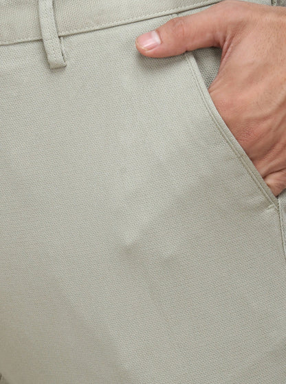 Light Green Solid Uno Fit Casual Trouser | JadeBlue Sport