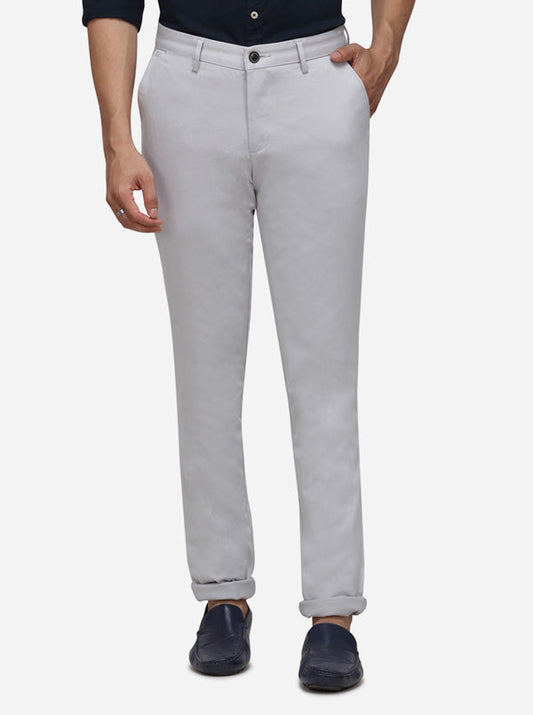 Light Beige Solid Uno Fit Casual Trouser | JadeBlue Sport