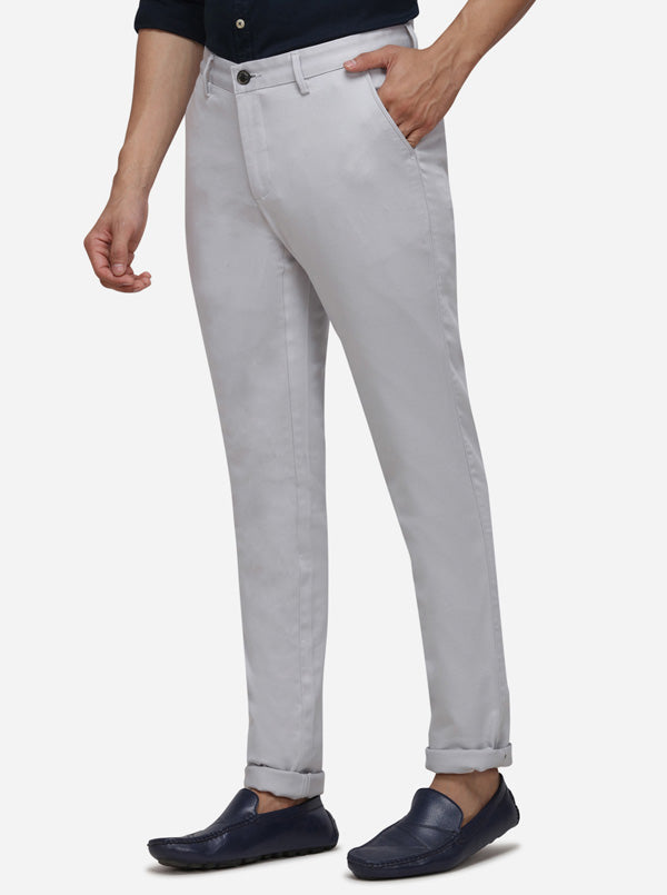 Light Beige Solid Uno Fit Casual Trouser | JadeBlue Sport