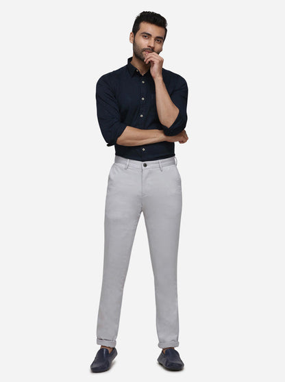 Light Beige Solid Uno Fit Casual Trouser | JadeBlue Sport