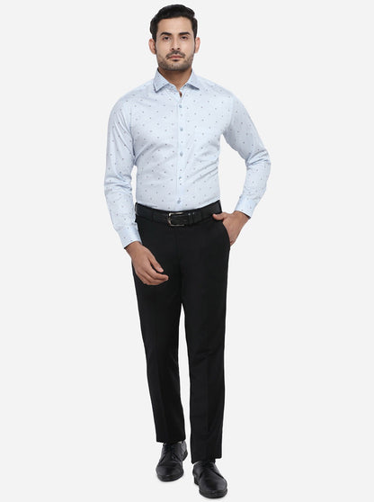 Light Blue Printed Slim Fit Formal Shirt | Metal