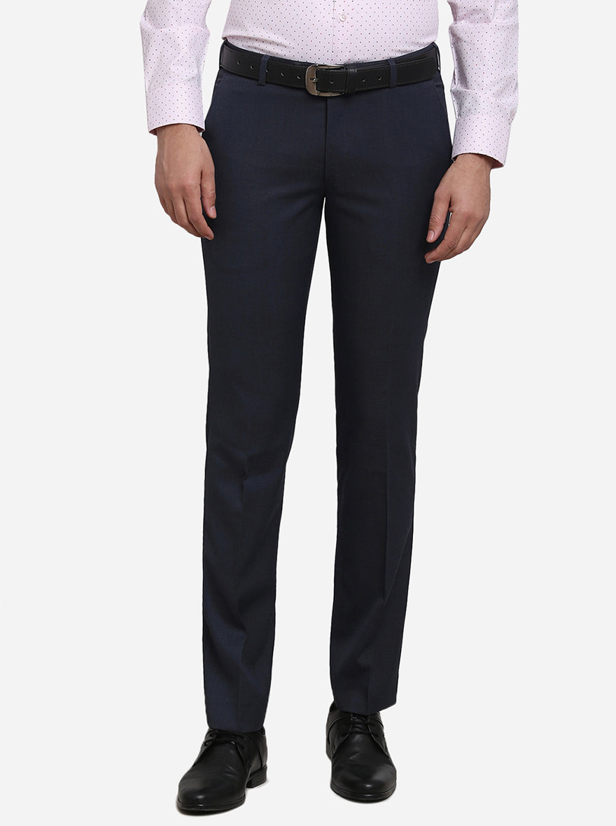 Dark Grey Solid Slim Fit Formal Trouser | Metal