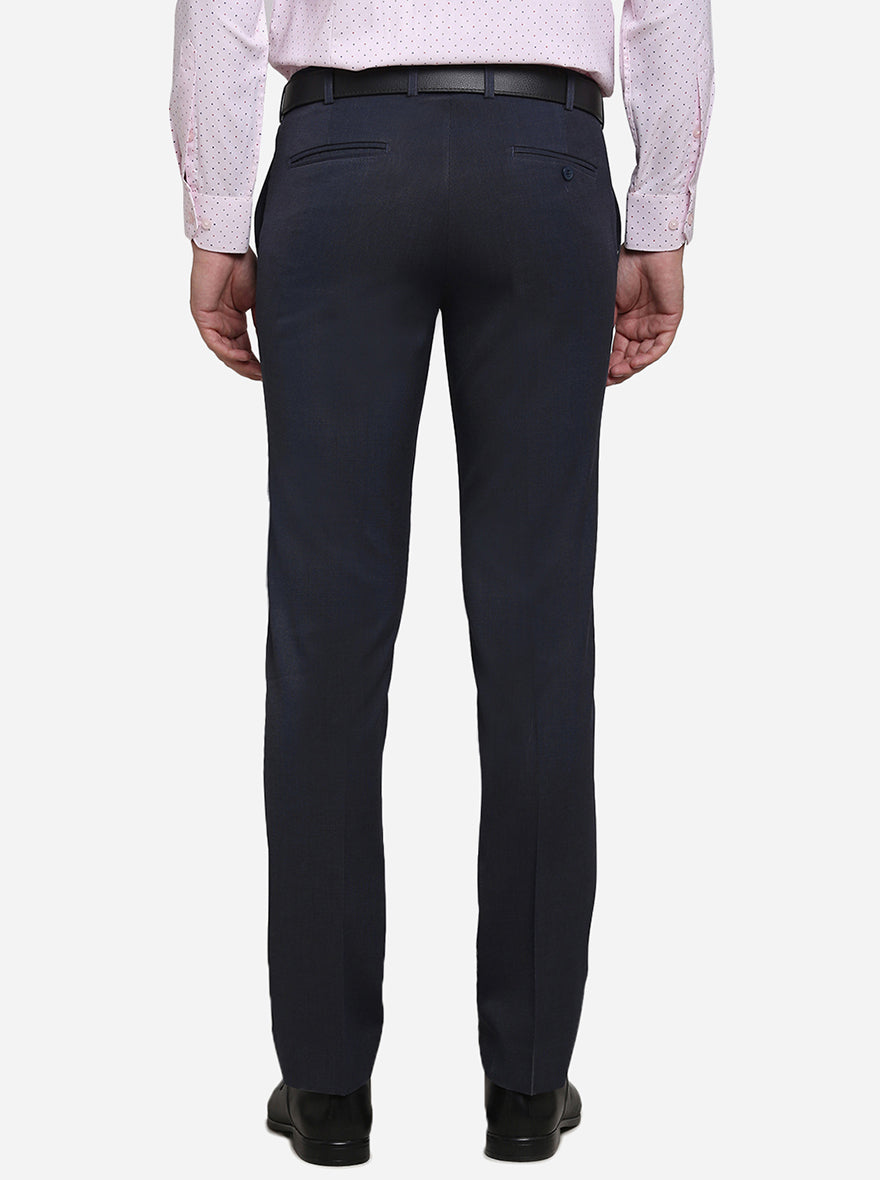 Dark Grey Solid Slim Fit Formal Trouser | Metal