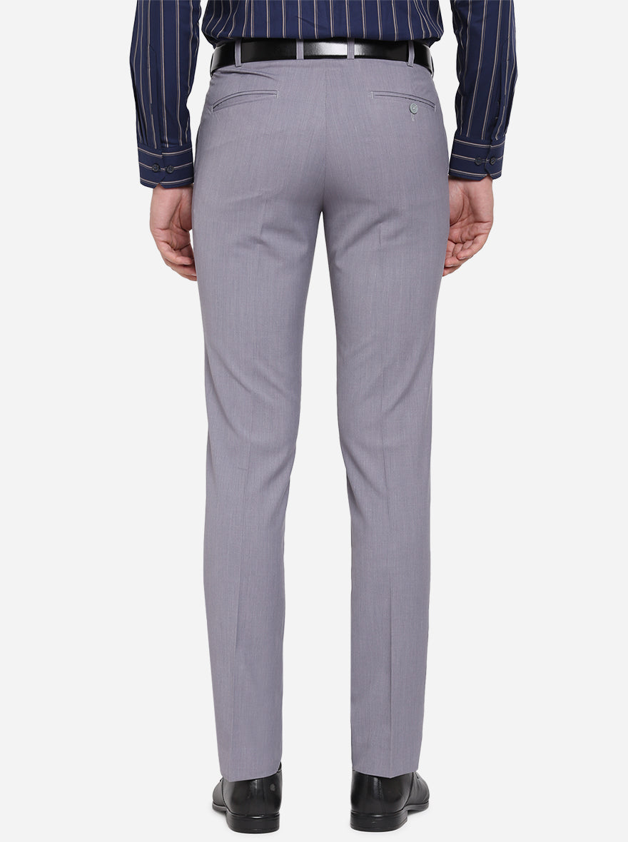 Grey Solid Slim Fit Formal Trouser | Metal