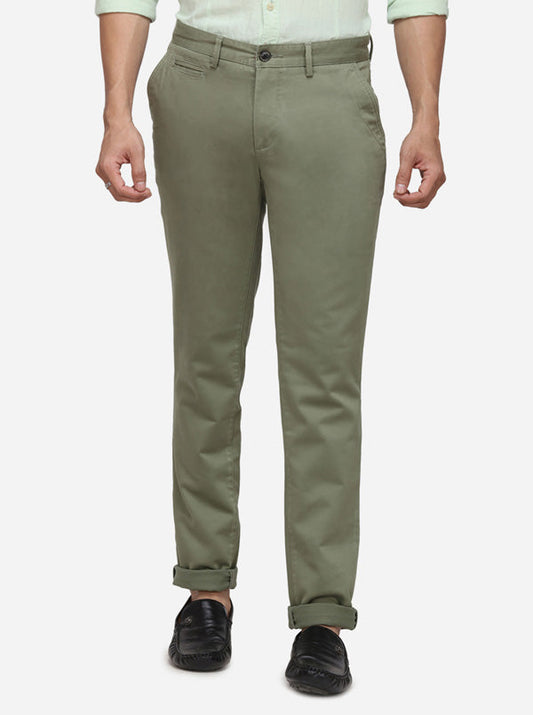 Light Green Solid Uno Fit Casual Trouser | JadeBlue Sport