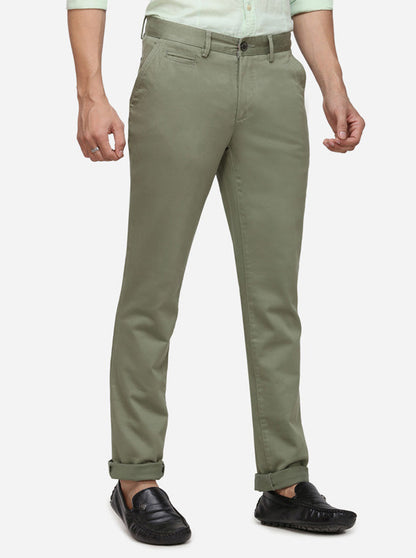 Light Green Solid Uno Fit Casual Trouser | JadeBlue Sport