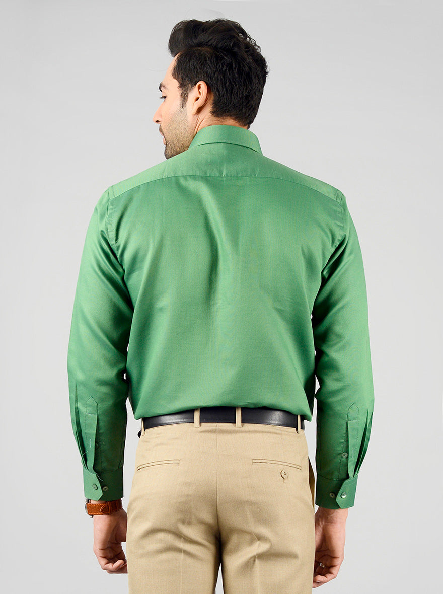 Dark Green Solid Regular Fit Formal Shirt | Greenfibre