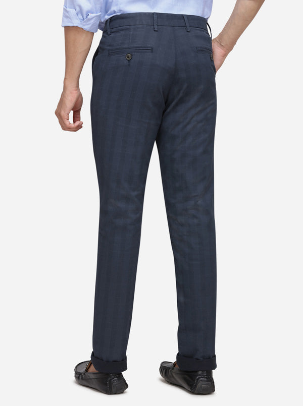 Navy Blue Solid Uno Fit Casual Trouser | JadeBlue Sport