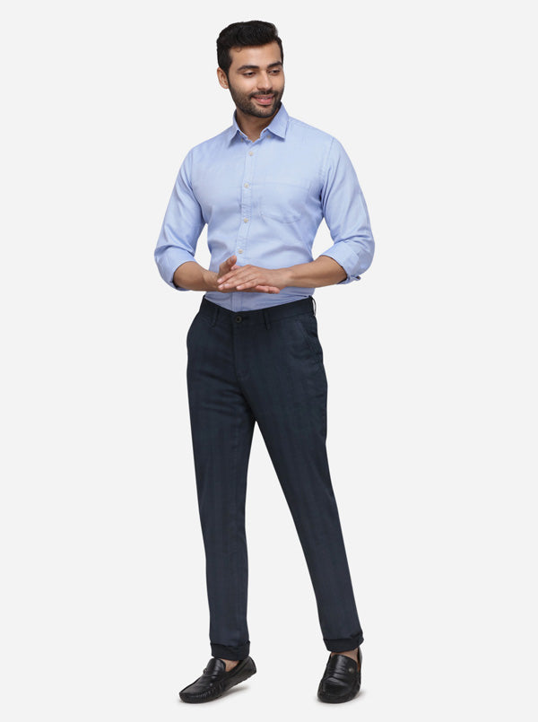 Navy Blue Solid Uno Fit Casual Trouser | JadeBlue Sport