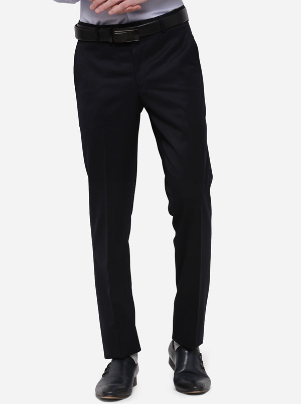 Black Solid Slim Fit Formal Trouser | JB Studio