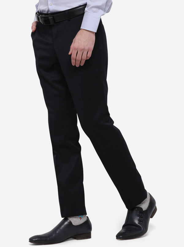 Black Solid Slim Fit Formal Trouser | JB Studio