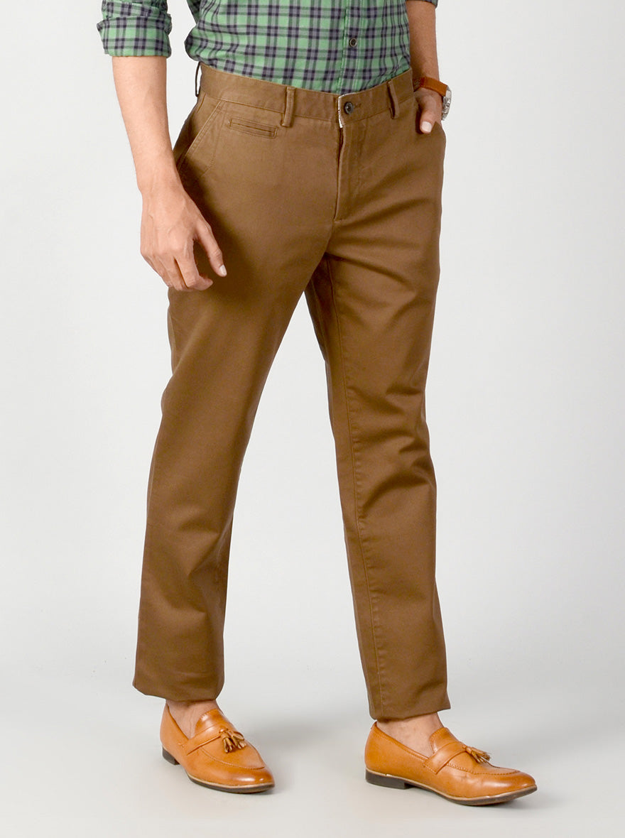 Kangaroo Brown Striped Slim Fit Casual Trouser | JB Sport