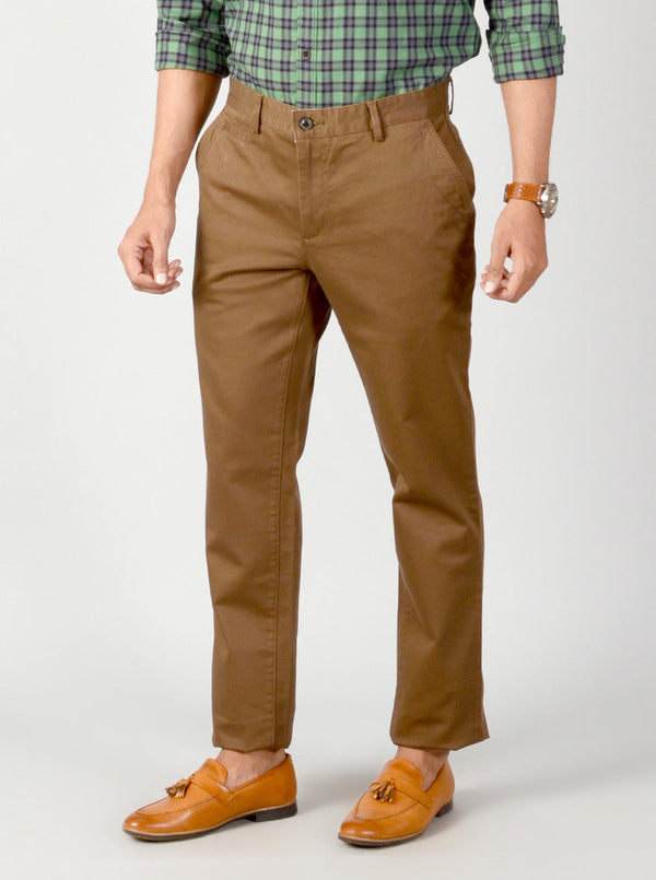 Kangaroo Brown Striped Slim Fit Casual Trouser | JB Sport