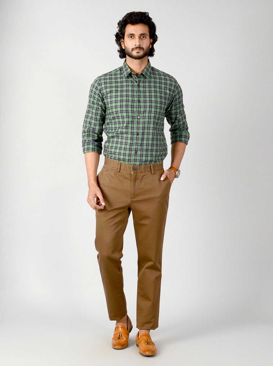 Kangaroo Brown Striped Slim Fit Casual Trouser | JB Sport